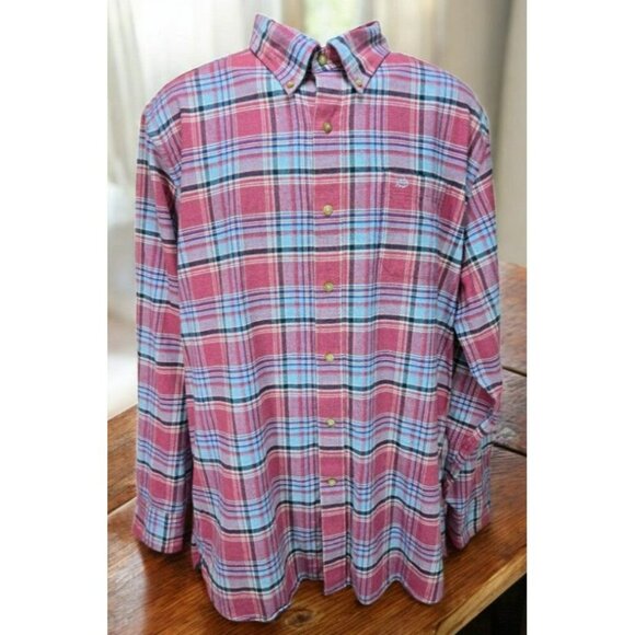 Southern Tide Mens Classic Fit Red/Blue Plaid Shirt Large - Picture 1 of 8